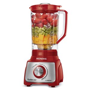 Liquidificador Turbo Mondial Vermelho e Inox 1100W L-1100 RI