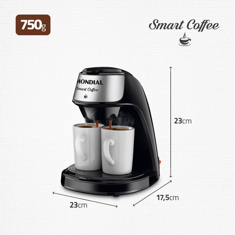 Cafeteira Mondial 2 xícaras Smart Coffee C-42-2X-BI - Mondial