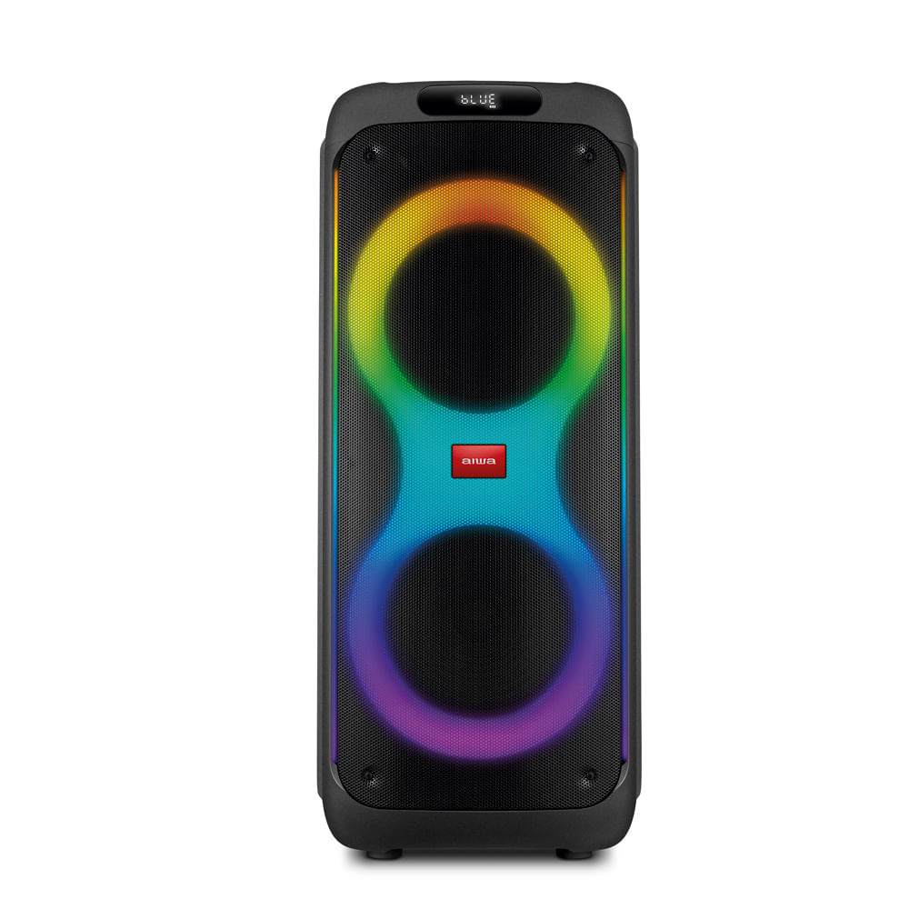 邦楽 AIWAKARE Caixa de Som PartyBox AIWA PB-04 Bluetooth 18H RGB USB TWS Preto